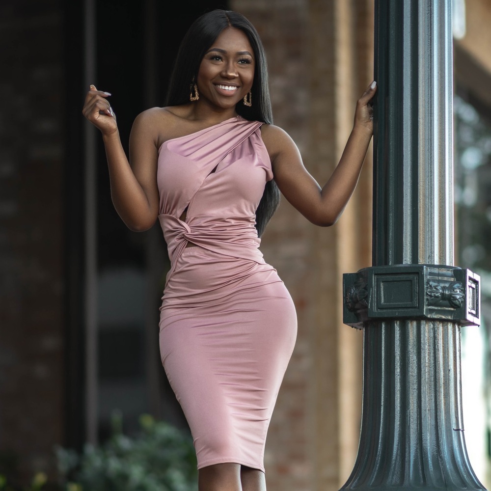 Mauve pink midi dress